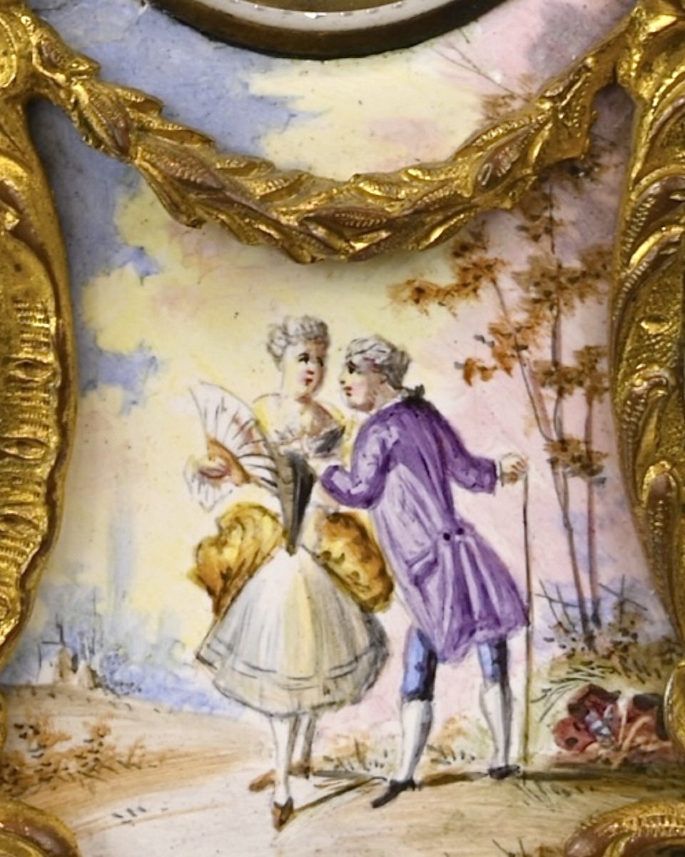 Orologio Da Tavolo in Bronzo Dorato con Smalti - Vienna XIX Secolo-photo-1